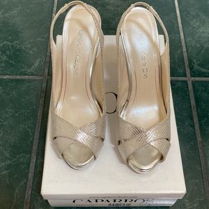 New Caparros Silver Metallic Heels - Size 7